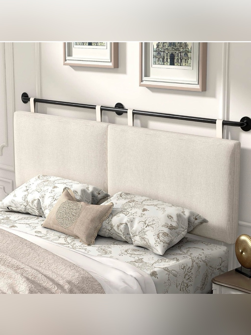 Neutral Cream Upholstered Headboard Panel - Queen